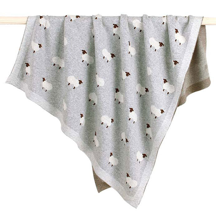 Sheep Grey Baby Blanket Front Hanging