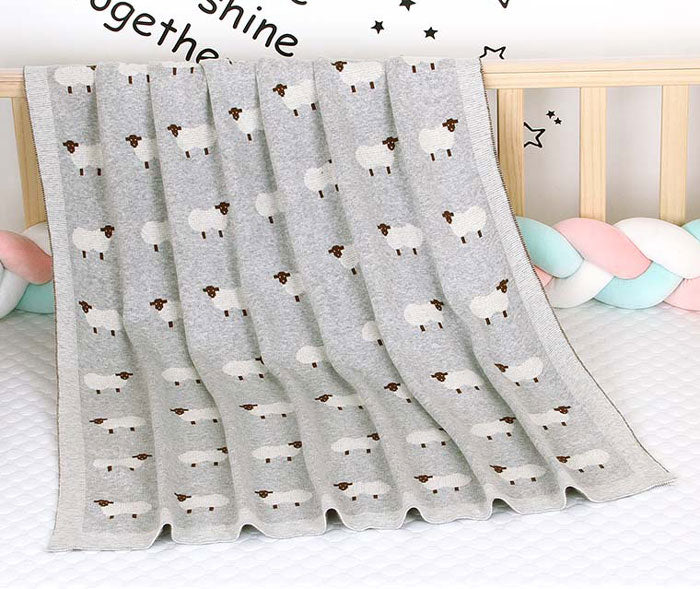 Sheep Grey Baby Blanket in Cot