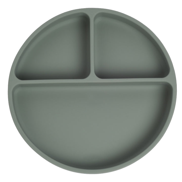 Silicone Suction Divided Feeding Plate Sage Color
