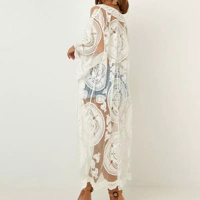 Sky White Lace Maternity Kimono
