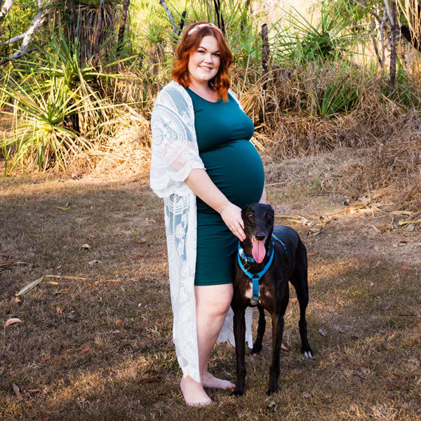Sky White Lace Pregnancy Kimono customer