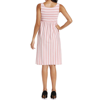 Sophia Pink Stripes Maternity Dress Backside