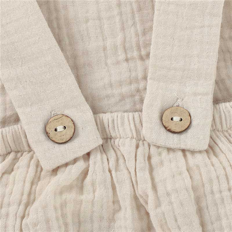 Soul Sleeveless Baby Romper with Pockets Organic Cotton Beige - Close up