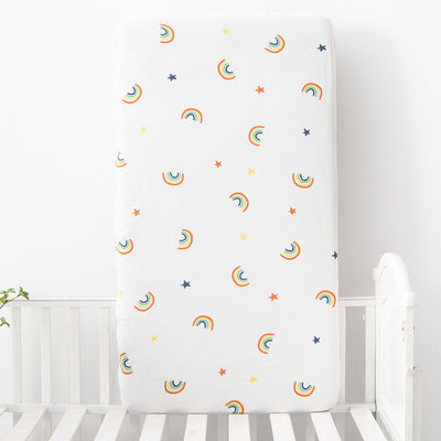 Stars & Rainbow Fitted Cot Sheet - Front 1