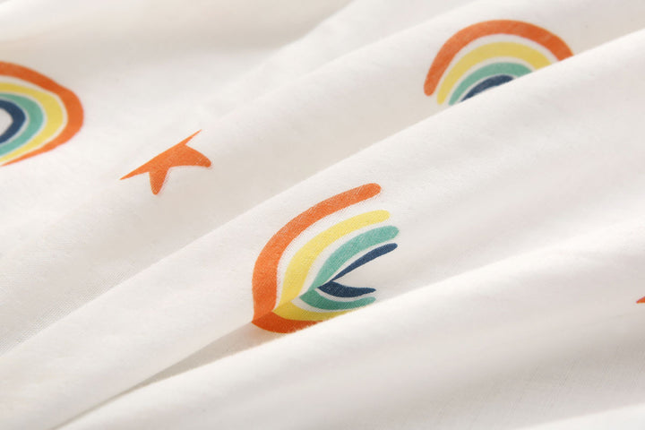 Stars & Rainbow Fitted Cot Sheet - fabric closeup