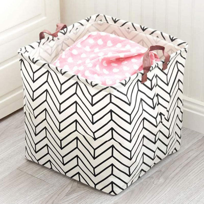 Stripes Square Collapsible Canvas Toy Storage Box 1