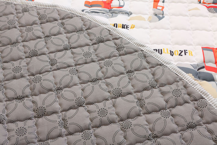 Trucks Round Baby Playmat 150 cm Diameter. Backside View