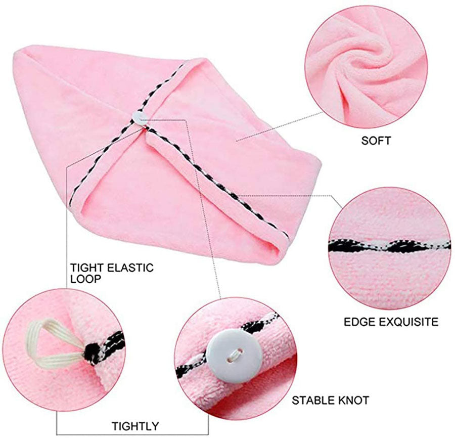 Turbie Twist Pink Microfibre Hair Towel Wrap Features