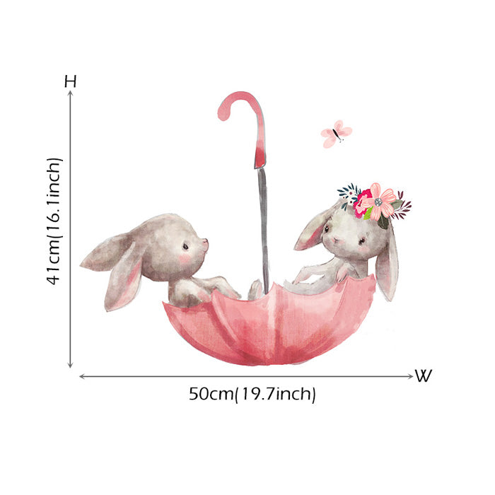 Umbrella Bunnies Baby Nursery Wall Sticker Size
