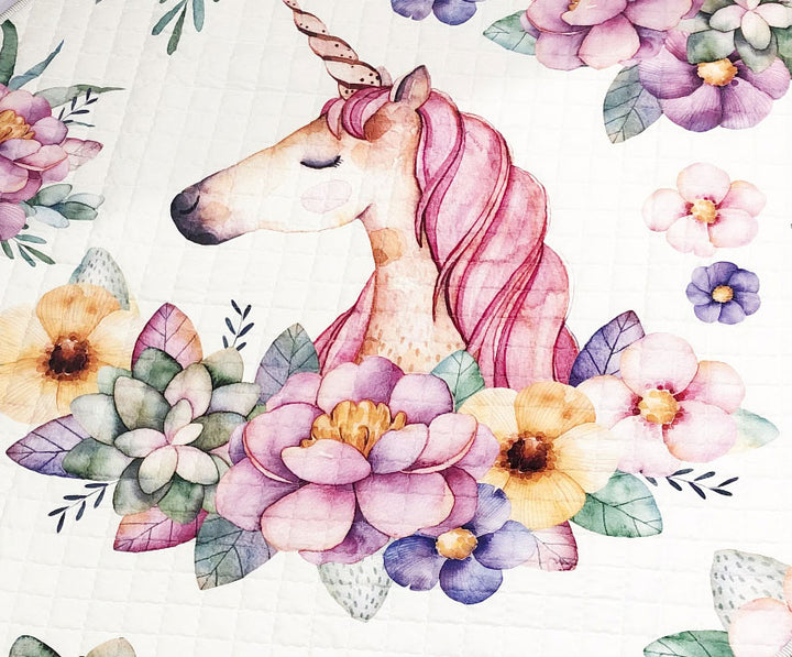 Unicorn Round Cotton Baby Play Mat 150-150 cm closeup