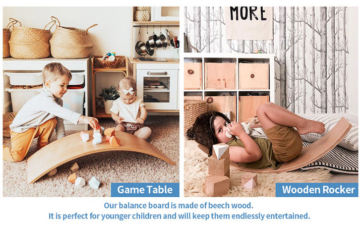 Varnished Kids Wooden Balance Board as game table