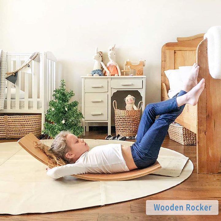 Varnished Kids Wooden Balance Board like rocker chair