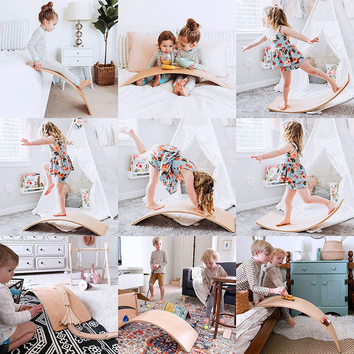 Varnished Kids Wooden Balance Board multiple use 2