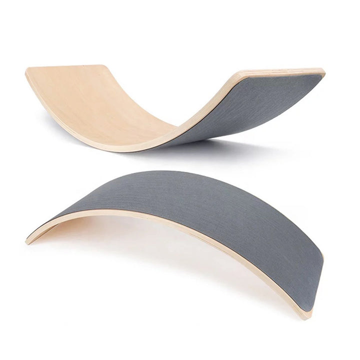 Varnished Kids Wooden Balance Board with grey felt