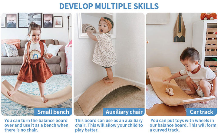 Varnished Kids Wooden Balance Board with multiple use