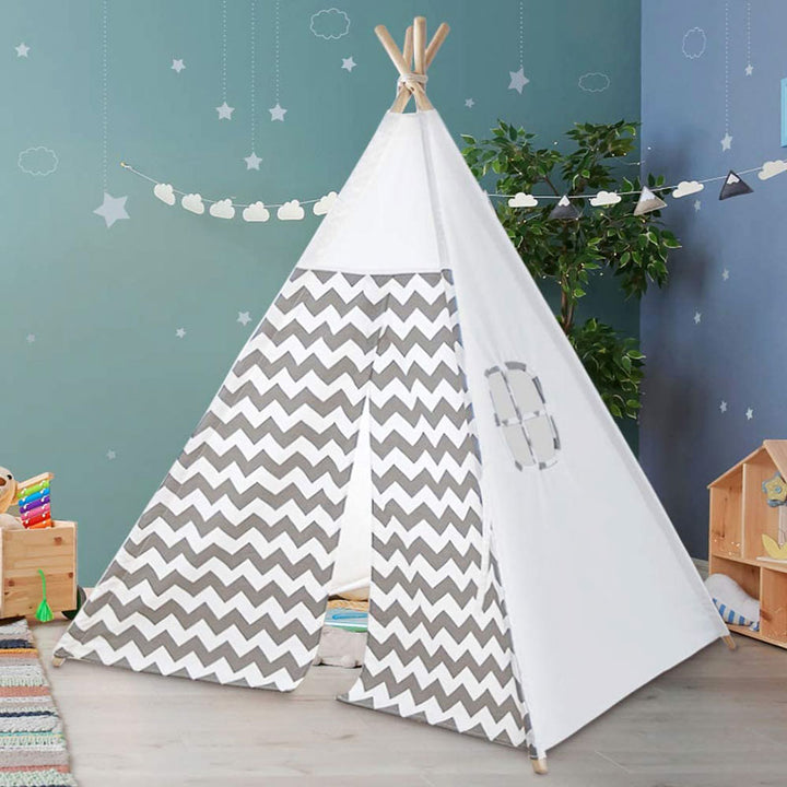 White Chevron Kids Teepee Tent
