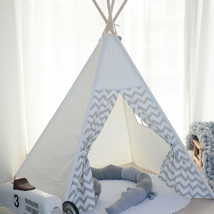White Chevron Kids Teepee Tent side 2