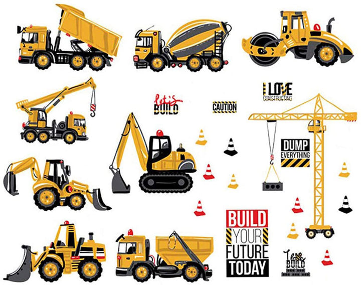 Yellow Construction Vehicles Wall Sticker