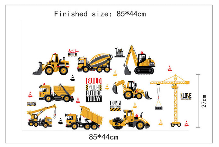 Yellow Construction Vehicles Wall Sticker