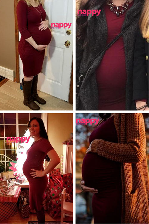 Ariah - Red Short Sleeves Maternity Dress