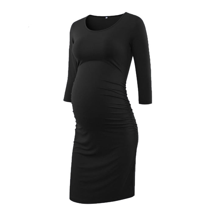 Kaya Black Three Quarter Sleeves Maternity Dress