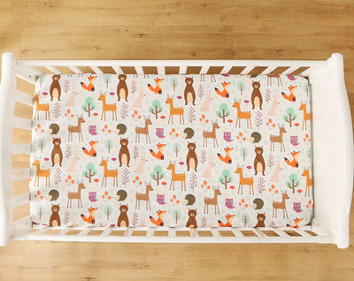 Animal Friends Fitted Cot Sheet Top view