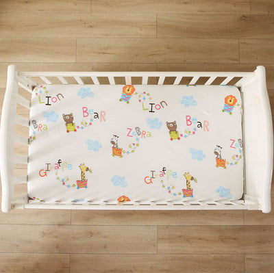 Animals Baby Fitted Cot Sheet Top View