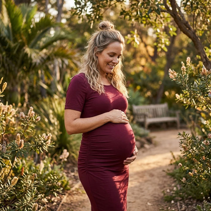 Ariah - Red Short Sleeves Maternity Dress