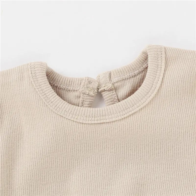 Bethany Baby Girl Dress Organic Cotton - Beige Neck closeup