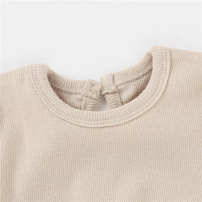 Bethany Baby Girl Dress Organic Cotton - Beige Neck closeup