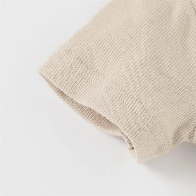 Bethany Baby Girl Dress Organic Cotton - Beige Sleeve closeup
