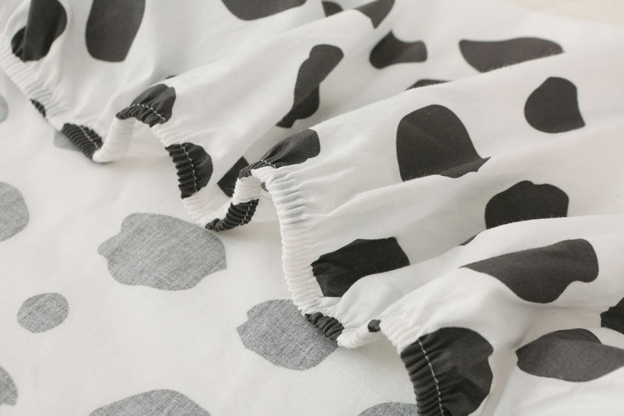 Black Dots Fitted Cot Sheet Closeup 1