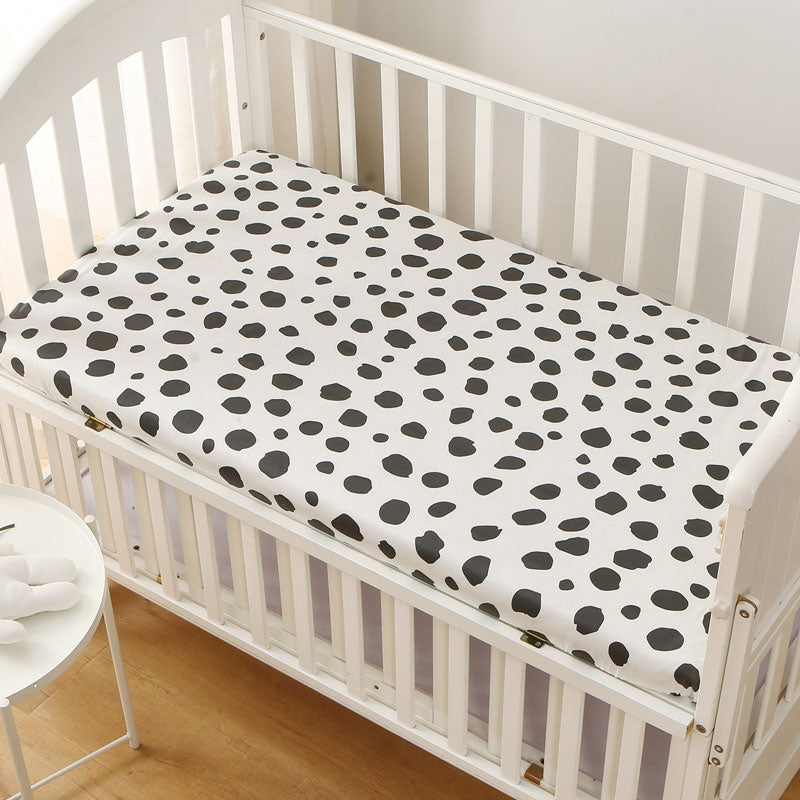 Black Dots Fitted Cot Sheet Front