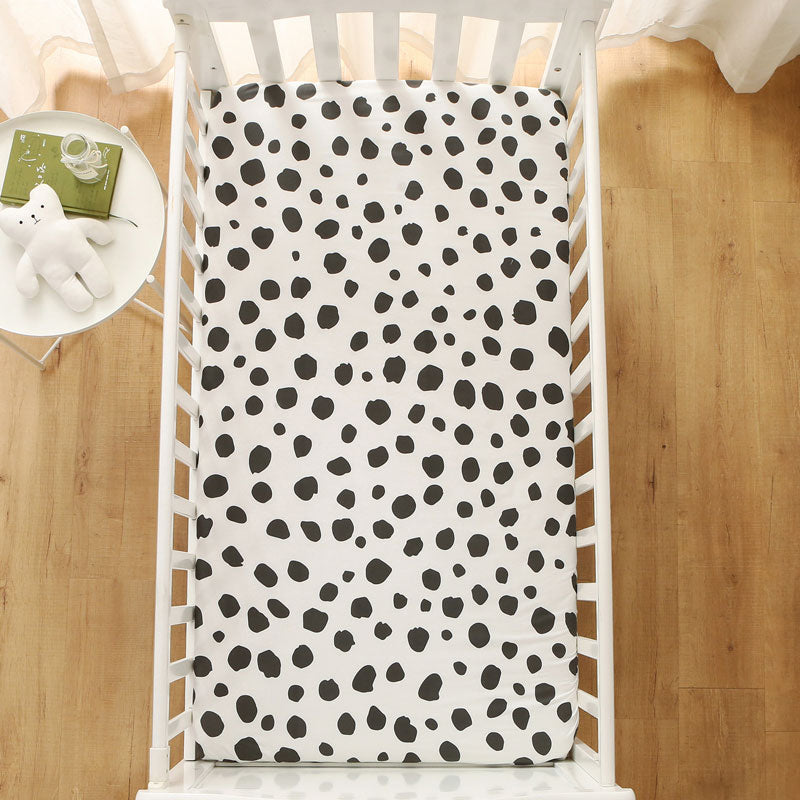 Black Dots Fitted Cot Sheet Top View