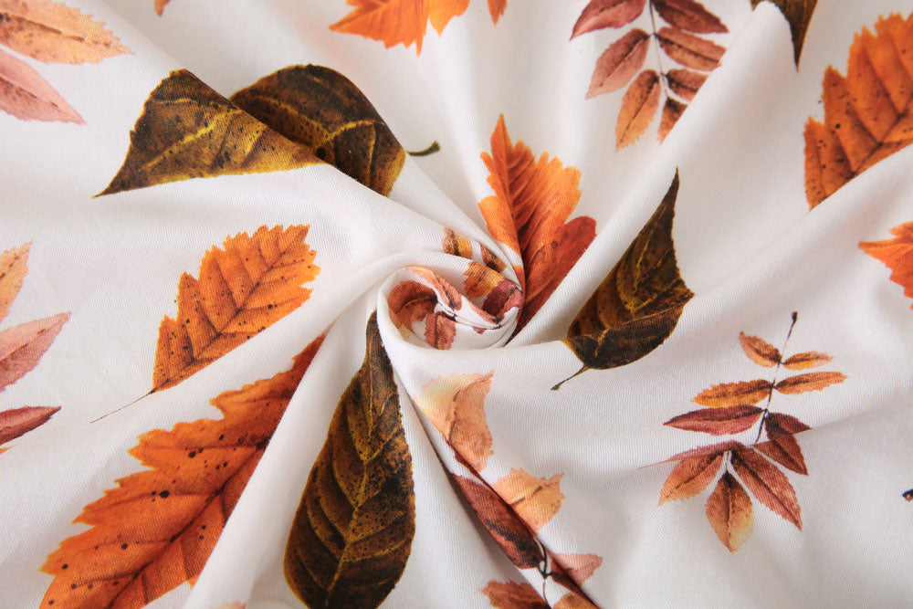 Fall Leaves Baby Fitted Cot Sheet Closeup 1