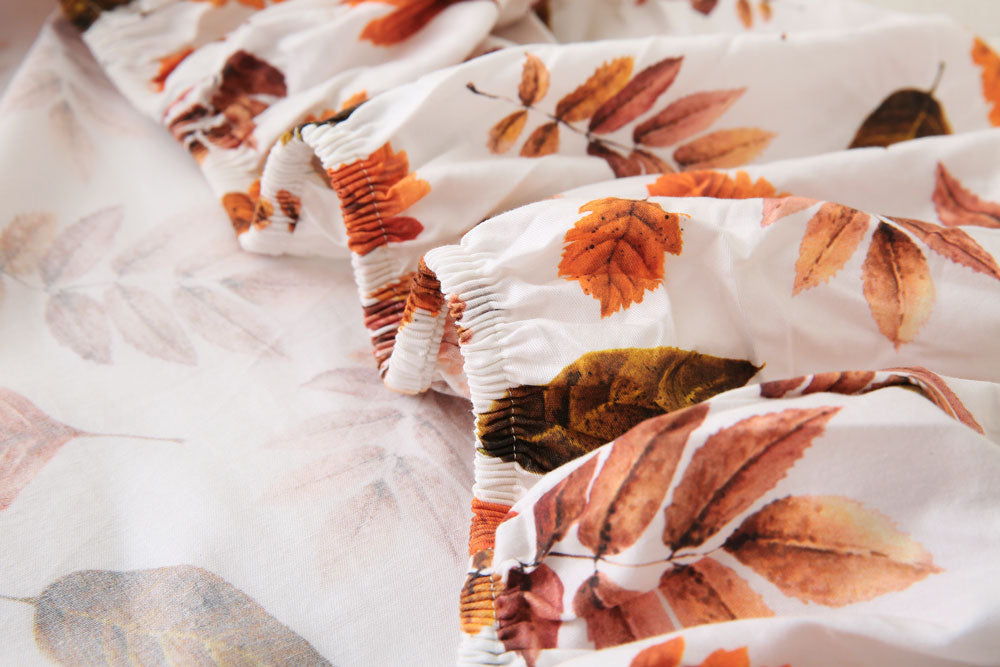 Fall Leaves Baby Fitted Cot Sheet Closeup 2