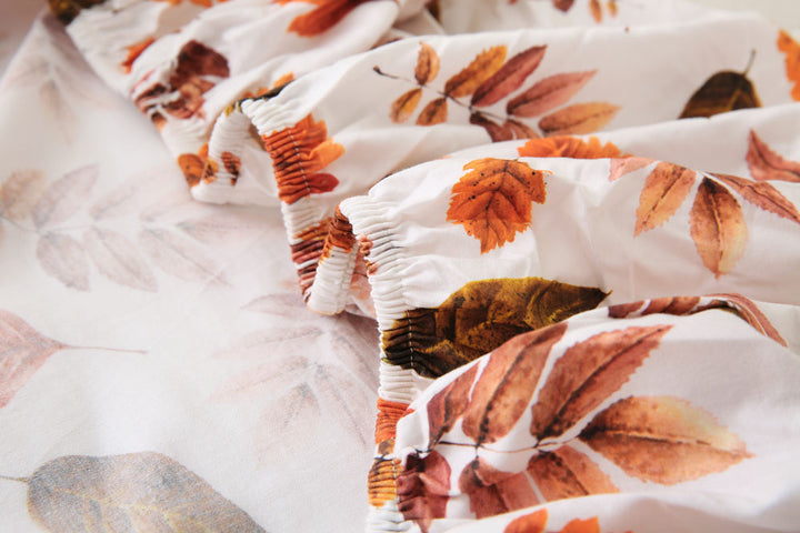 Fall Leaves Baby Fitted Cot Sheet Closeup 2
