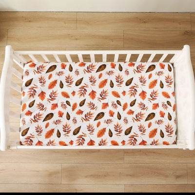 Fall Leaves Baby Fitted Cot Sheet Top View 1