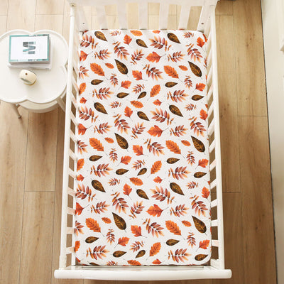 Fall Leaves Baby Fitted Cot Sheet Top View