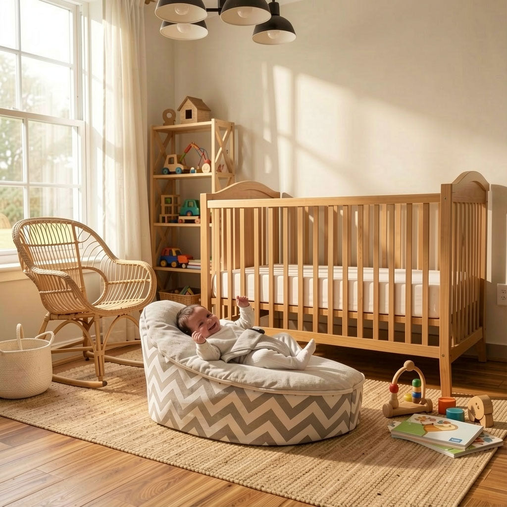 Gale - Grey Chevron Baby Bean Bag Lounger