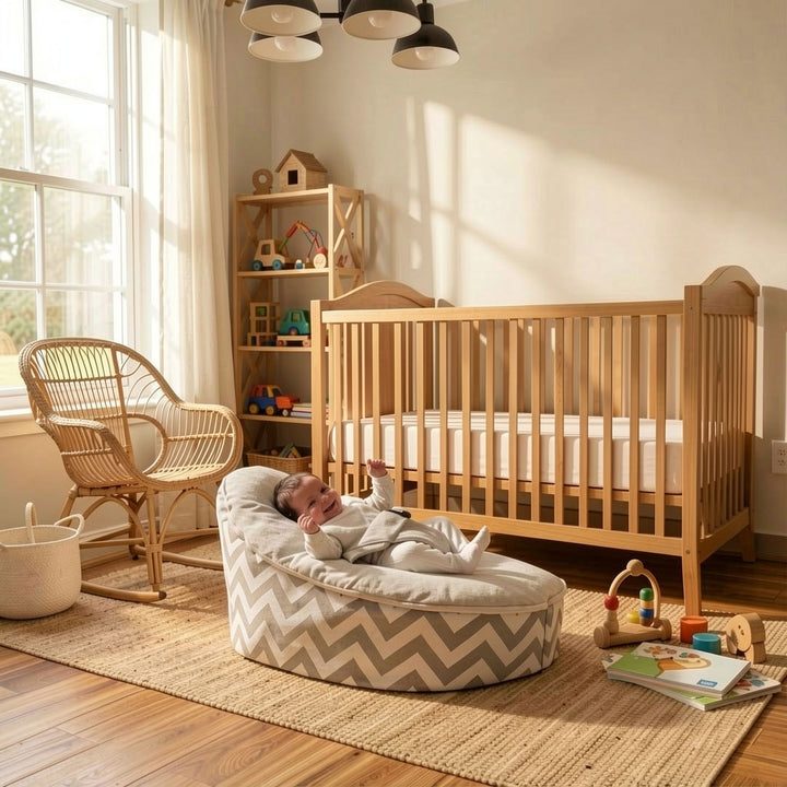 Gale - Grey Chevron Baby Bean Bag Lounger