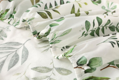 Green Leaves Baby Fitted Cot Sheet Closeup 1