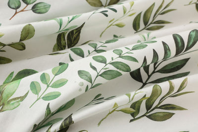 Green Leaves Baby Fitted Cot Sheet Closeup