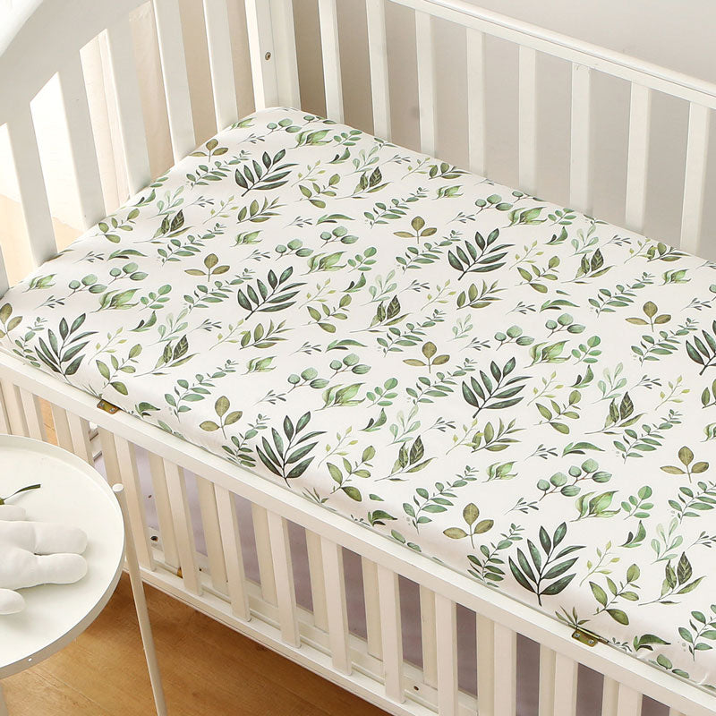 Green Leaves Baby Fitted Cot Sheet Front
