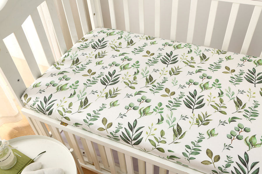 Green Leaves Fitted Cot Sheet