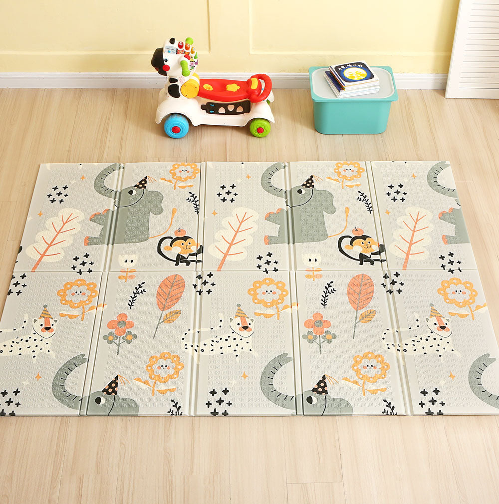 Harlowe Chevron Reversible Baby Play Mat - Size 150x200 cm Animal Print Side