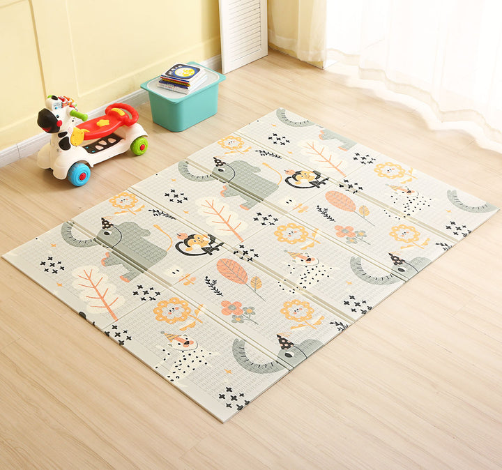 Harlowe Chevron Reversible Baby Play Mat - Size 150x200 cm Animal Print Side 1