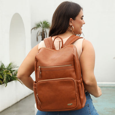 Harper-Nappy-Bag-BackpackTan---Front