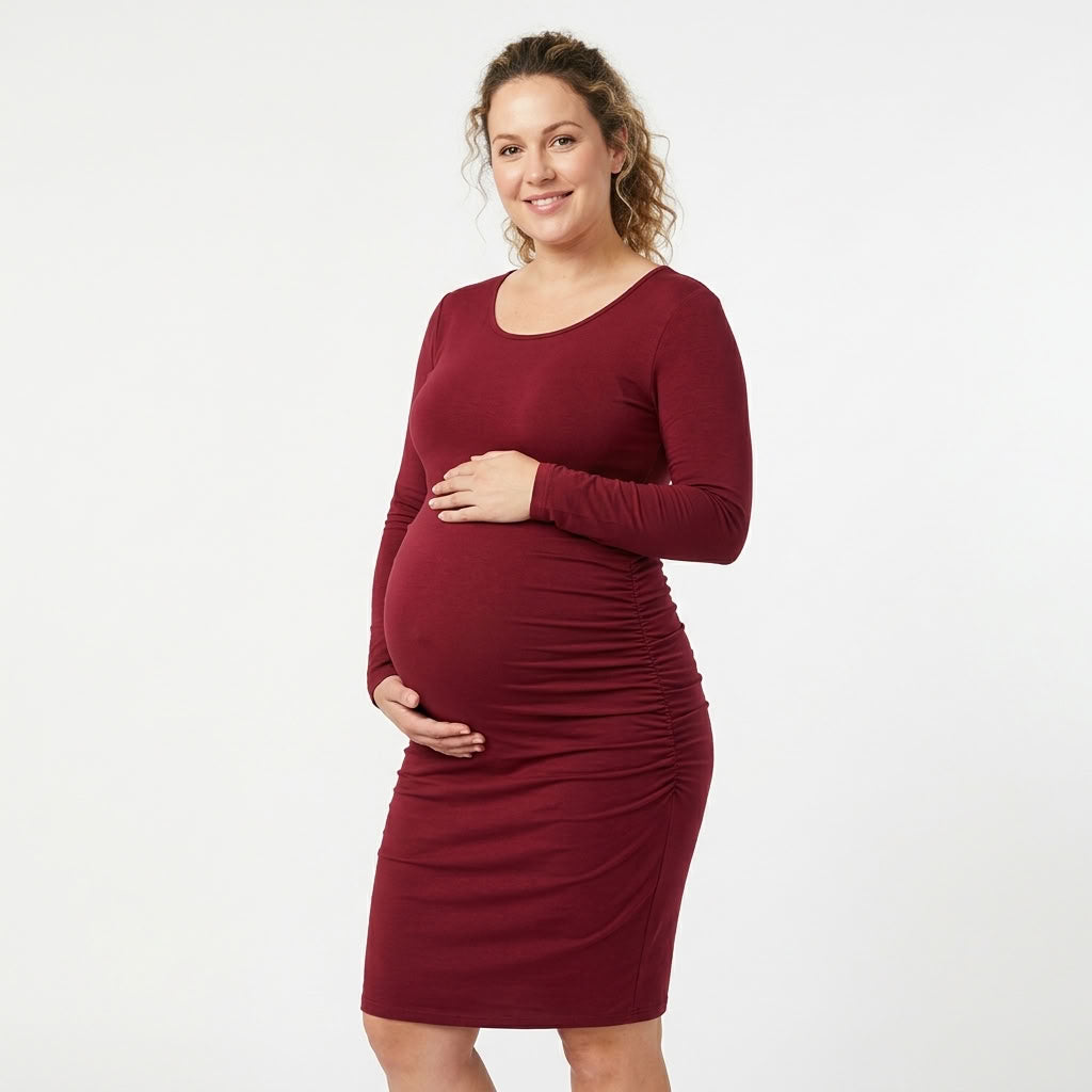 Kaya Black Three Quarter Sleeves Maternity Dress