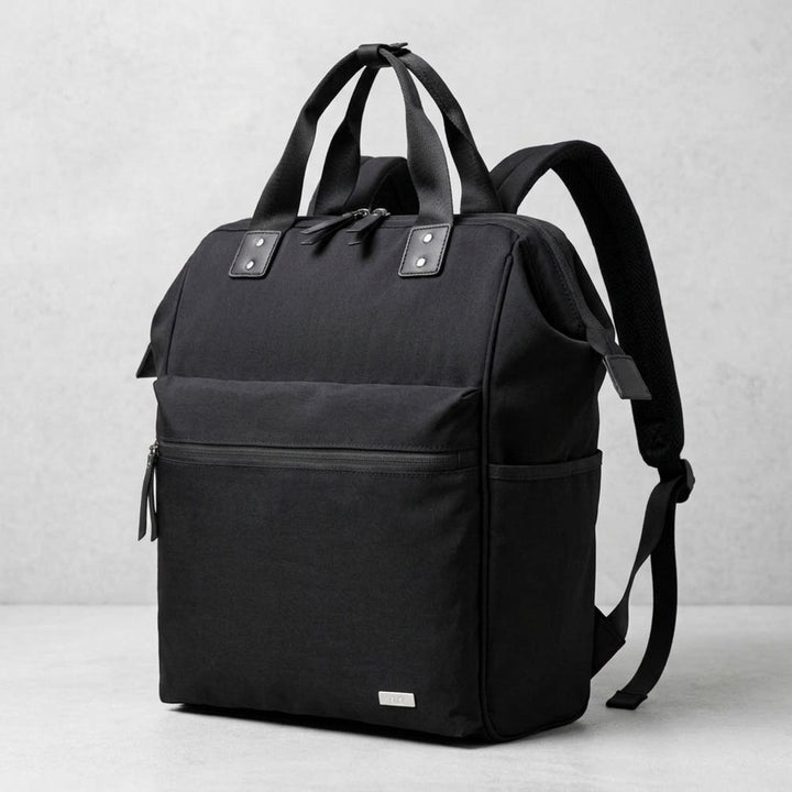 Melbourne-Nappy-Bag-Backpack---Black-in-white-background